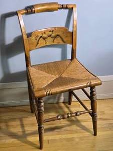 Natural Wood Hitchcock Style Rush Seat Side Chair