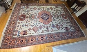Large Oriental Wool Area Rug with Medallion Design