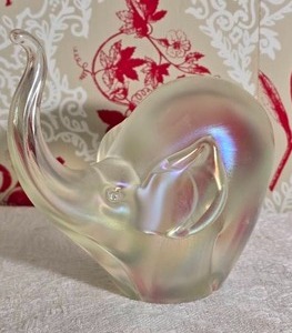 SIGNED Studio Art Glass Elephant Statuette - Orient & Flume