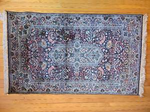 Oriental Indian Hand-Knotted Silk Rug