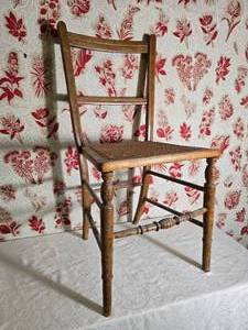 Antique Cane Seat Side Chair with Turned Legs