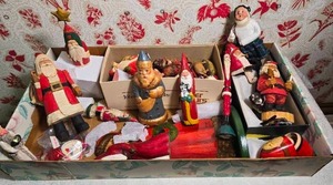 Carved Wood Santa and Holiday Figure Collection