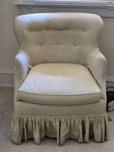 Striped Upholstered Skirted Armchair