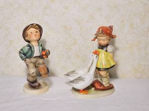 1950s Hummel Happy Traveler and Goose Girl Figurines