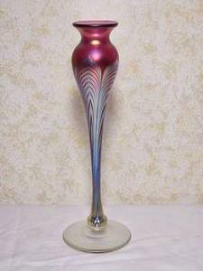 Steven Correia Signed Trumpet Pulled Feather Vase