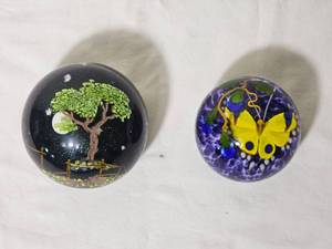 Mayauel Ward Art Glass Paperweight Yellow Butterfly