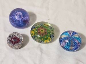 Collection of Murano Style Millefiori Glass Paperweights