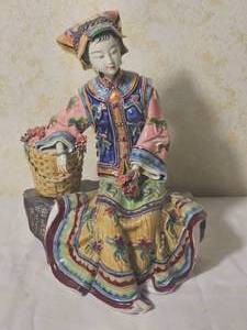 Chinese Qing Dynasty Style Polychrome Porcelain Figure � Qing Dynasty Concubine