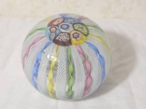 Murano Art Glass Paperweight Millefiori and Cane Glass Details