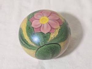 Orient & Flume Cactus Flower Paperweight Signed Alexander