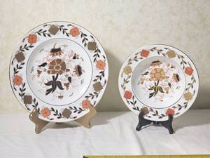 Royal Crown Derby Asian Rose Dinner Plate & Bowl
