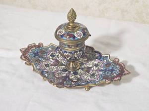 French Champleve Inkwell