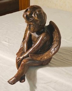 Carved Wooden Mantel Angel