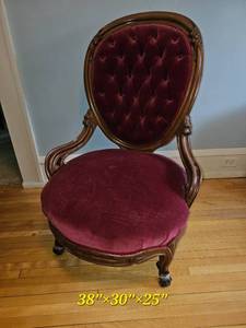 Vintage Red Tufted Parlor Accent Chair