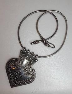 Vintage Sterling Silver Tribal Amulet Necklace  42g