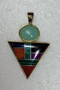 Native American Triangular 925 Multi Stone Pendant