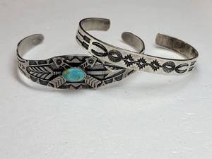 Native American Signed Sterling Silver Cuff Bracelet Collection  Wolf Rode  Maisels