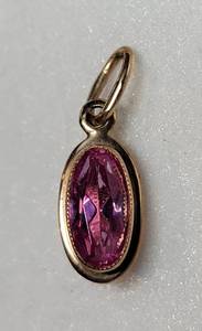 14K Yellow Gold Pink Topaz Gemstone Pendant