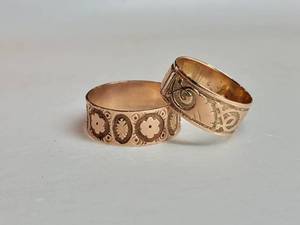 Edwardian Antique Rose Gold Cigar Band Rings
