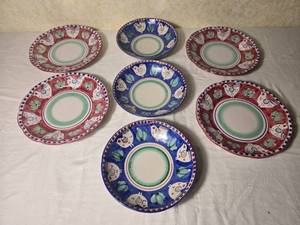 Hand Painted Italian Pottery Chicken Pattern Pasta Bowls by Giulianelli Italy