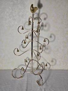 Whimsical Gold Tone Bird Jewelry Tree with Bell Accents