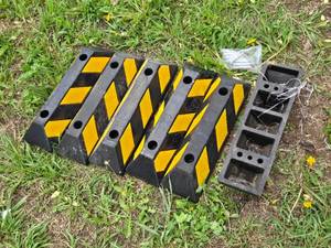 Lot of 6 Rubber Parking Curb Stops with Bolts Set - 6x21