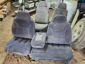 Set of Blue Cloth Car Seats with Center Console from 1996 Chevy