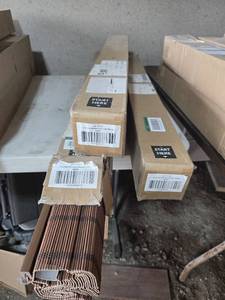 Lot of 3 Cordless Bamboo Roman Shades labeled as BEAR in sizes 34 x 64, 35 x 64, and 39 x 64