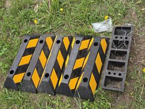 Lot of 6 Rubber Parking Curb Stops with Bolts Set - 6x21