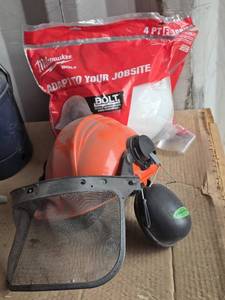 Milwaukee Bolt Hard Hat AND Hard Hat with Forester Ear Protection and Face Shield