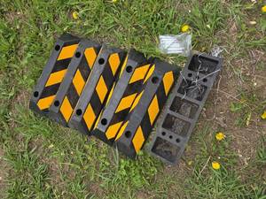 Lot of 6 Rubber Parking Curb Stops with Bolts Set - 6x21