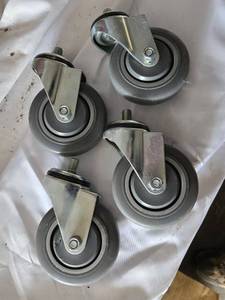 Lot of 4 Swivel Caster Wheels with Threaded Stem, 3 Wheels