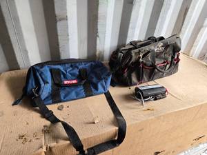 Ryobi and Husky Tool Bags with Sima Power Inverter and Tools