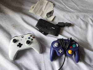 Nintendo GameCube Controller, Xbox Controller, and Bluetooth Adapter