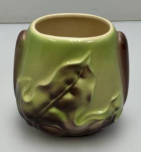 Vintage MCM Royal Copley Planter Green And Brown leaf 3 12 x 4 12  x 5