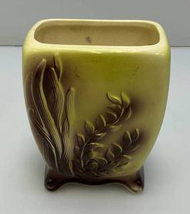 Vintage MCM Royal Copley Footed Sea Theme Lime green Brown Seaweed And Grass  Planter 3 x 4 12 x 5 12