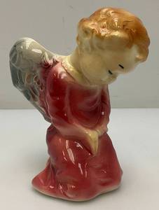 Vintage MCM Royal Copley Pink Praying Angel Wall Pocket Planter 6 14