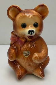 Vintage MCM Royal Copley 8 Tall Teddy Bear Bank With Foil Label