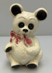 Vintage MCM Royal Copley White Teddy Bear Planter (Hairline Cracks Present On Back) 8