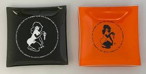 RARE Collectible Vintage Glass PLAYBOY Bunny Club Key Dish Ashtrays 4 x4
