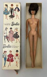 1958 Barbie Brunette Bubble Cut Doll In Original Box