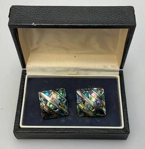 Vintage Sterling Silver & Abalone Earrings 9.52 Grams Overall