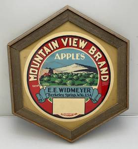 Vintage Mountain View Brand Apples Framed Behind Glass Advertisement  21 x 24