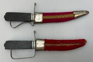 Pair Of Vintage Collectible Unique Knives Made In India 4 34 With Sheaths