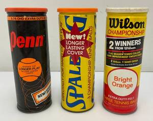 Misc. Vintage Tennis Balls in Misc. Original Tins Including Penn, Spalding And Wilson