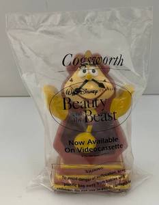 Collectible DISNEY Beauty & The Beast Cogsworth Rubber Hand Puppet Sealed