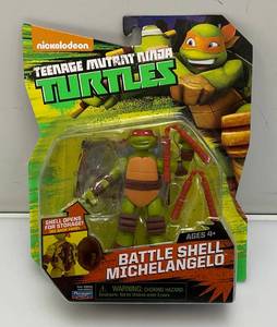 2015 Playmates TMNT Battle Shell Michaelangelo Action Figure (New On Card)