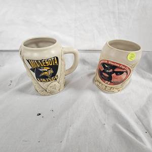 Pair of Beer Steins, Jeff Gordon and Vikings