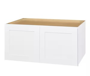 Hampton Bay Avondale 36 in. W x 24 in. D x 18 in. H Ready to Assemble Plywood Shaker Wall Bridge Kitchen Cabinet in Alpine White Msrp $259.00