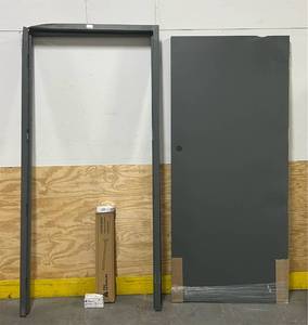 FORTIS DOORS 42 in. x 96 in. Right-Handed Gray Primed Steel Prehung Commercial Door Kit with Panic Device and 180 Minute Fire Rating Msrp $1,306.76